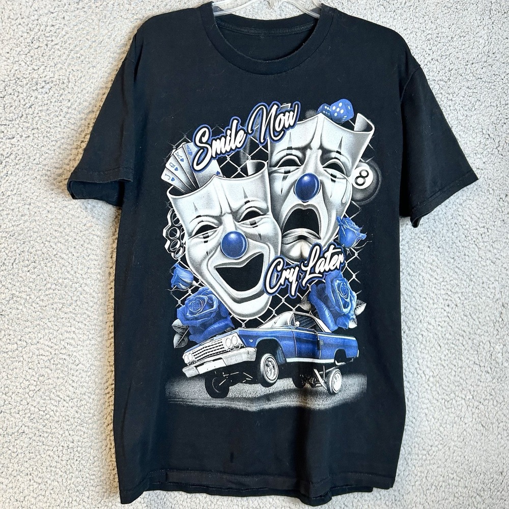 Smile Now Cry Later Size Large Short Sleeve Graphic Rap Tee Chicano Culture